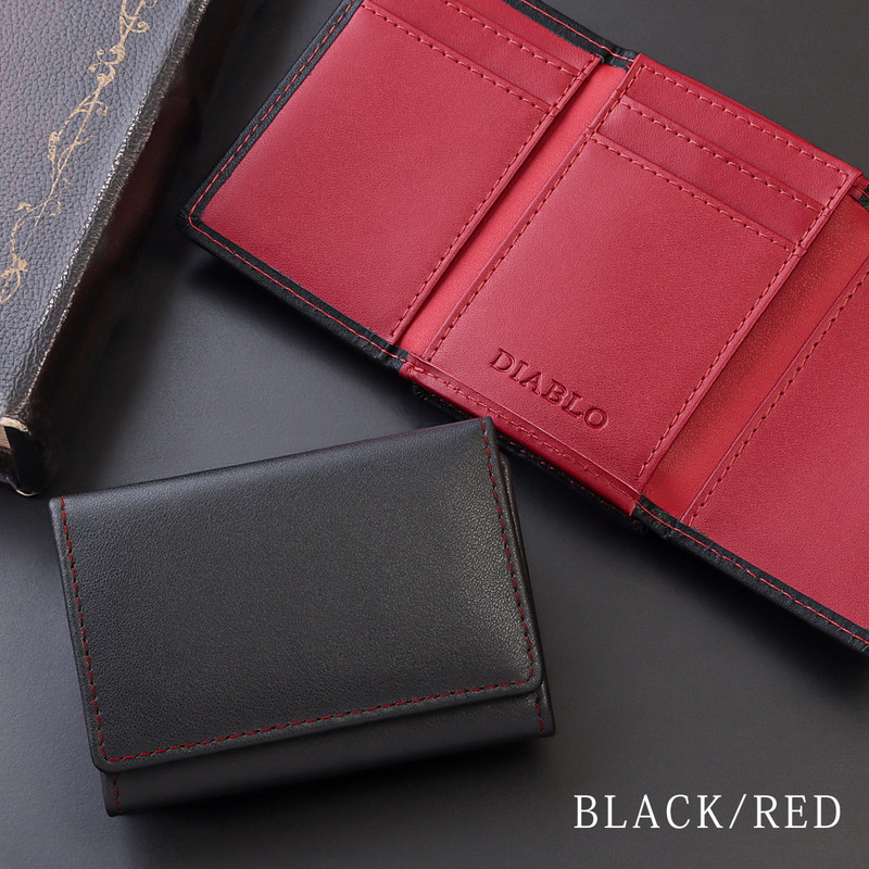 DIABLO 三つ折り財布 メンズ 革 ミニ コンパクト 小さい ギャルソン型