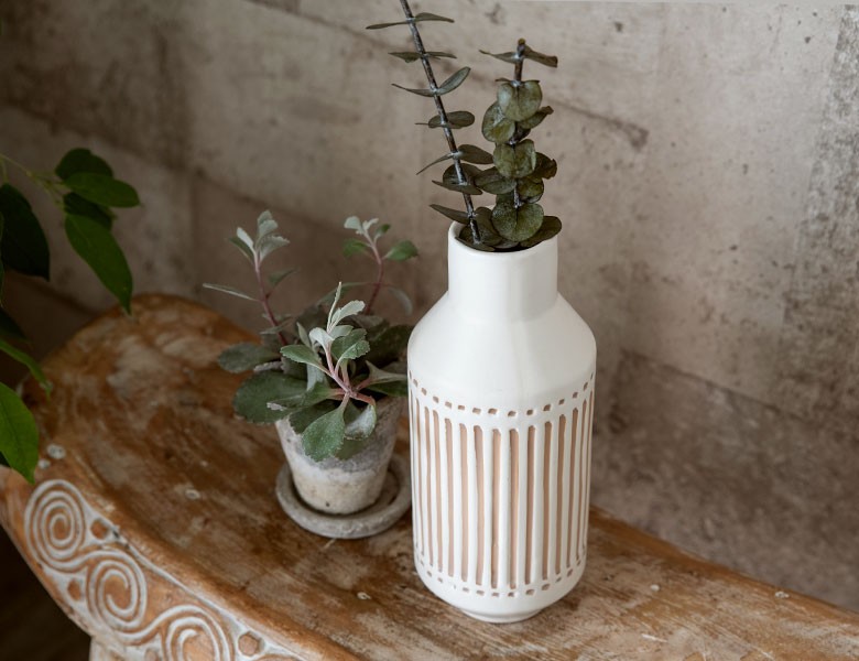 花瓶 フラワーベース 花壺 水入れ可 筒形 セラミック 白 ボトル