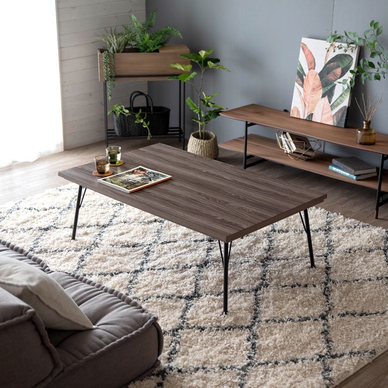 こたつ コタツ テーブル スチール脚 木目調 長方形 W 115 × D 70