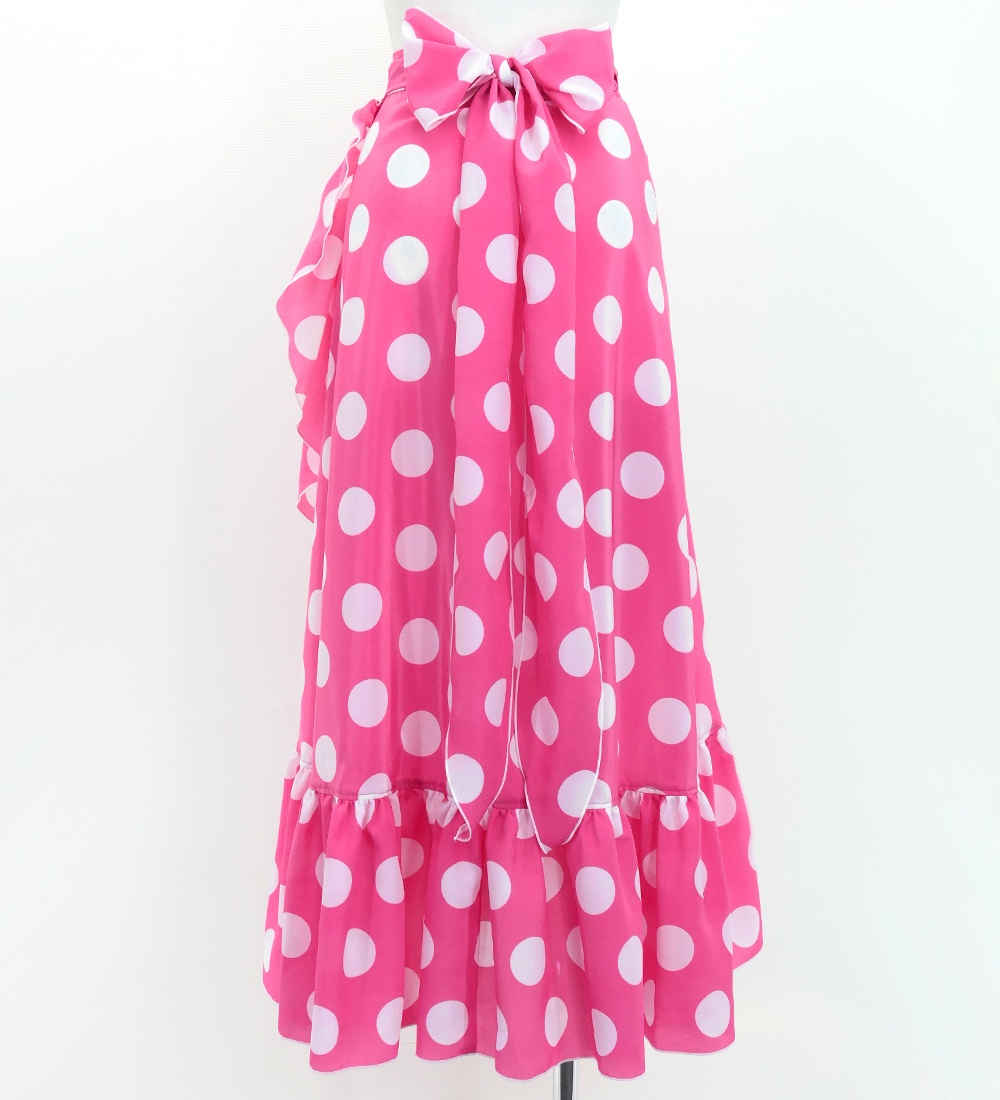 フラメンコ 巻きスカート 水玉 チェリーピンク×ホワイト Fサイズ FMS-2