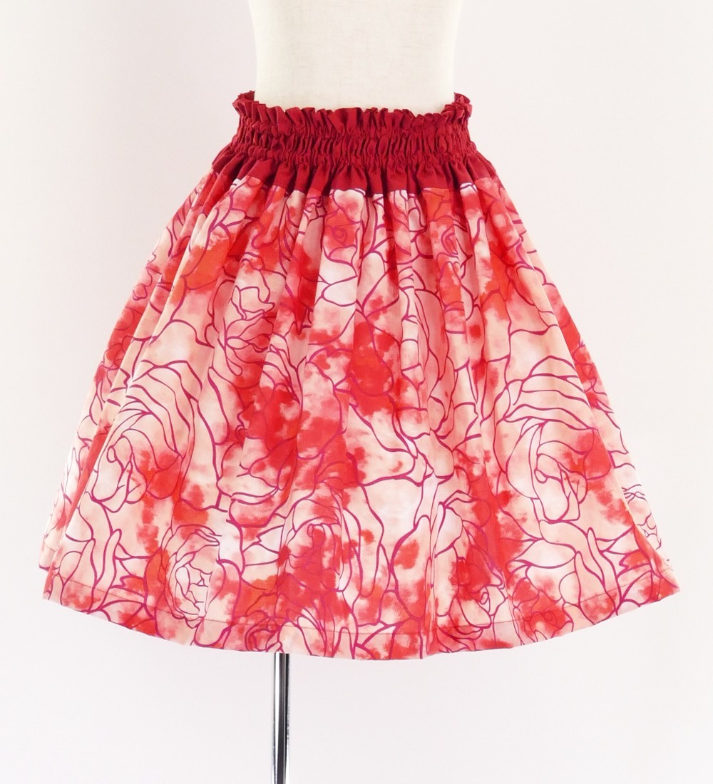 フラダンス ケイキ パウスカート キッズ120サイズ バイカラー レッド