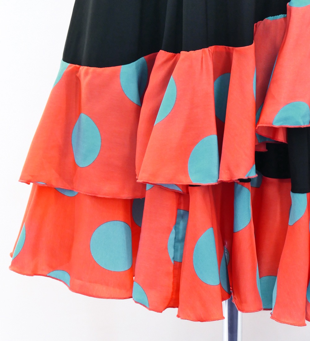 フラメンコ 水玉 斜めフリル ファルダスカート ピンク Mサイズ 3047pi