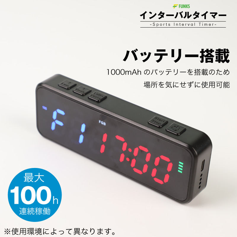FUNKS インターバルタイマー 繰り返し スポーツタイマー トレーニング