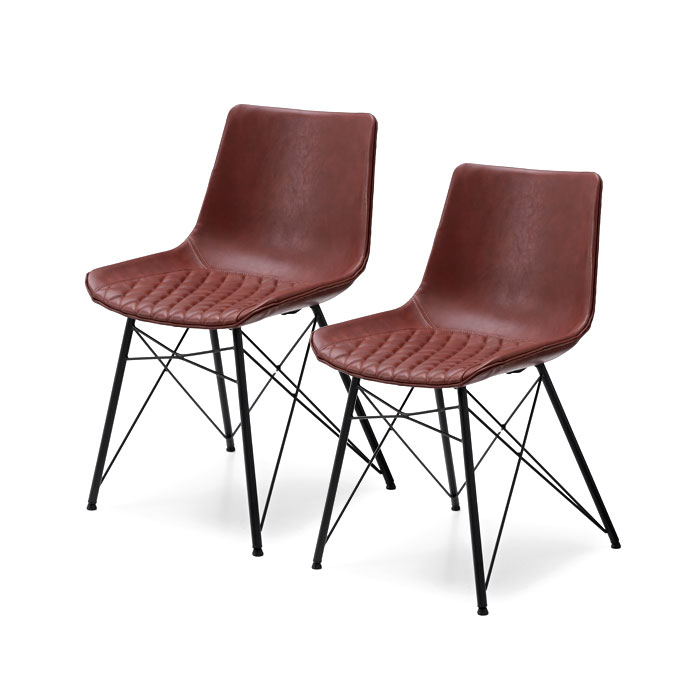 ダイニングチェア 2脚セット ヴィンテージ 合皮 ダイニング デザイン 2