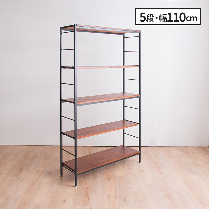 MINT シェルフ 木製 5段 アンティーク調 幅110 ラフ ヴィンテージ調