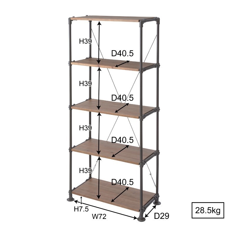 東谷 オープンラック 棚 4段 天然木 木製 インダストリアル スチール
