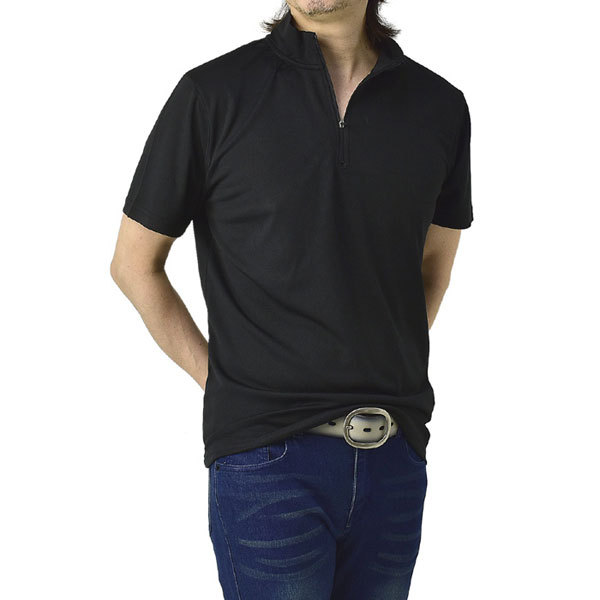 FLAG ON CREW 吸汗速乾 ポロシャツ 半袖 ハーフジップ シンプル 無地