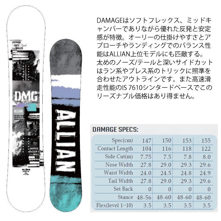 SIMS 22-23 ALLIAN アライアン 【DAMAGE ダメージ 】スノーボード 板