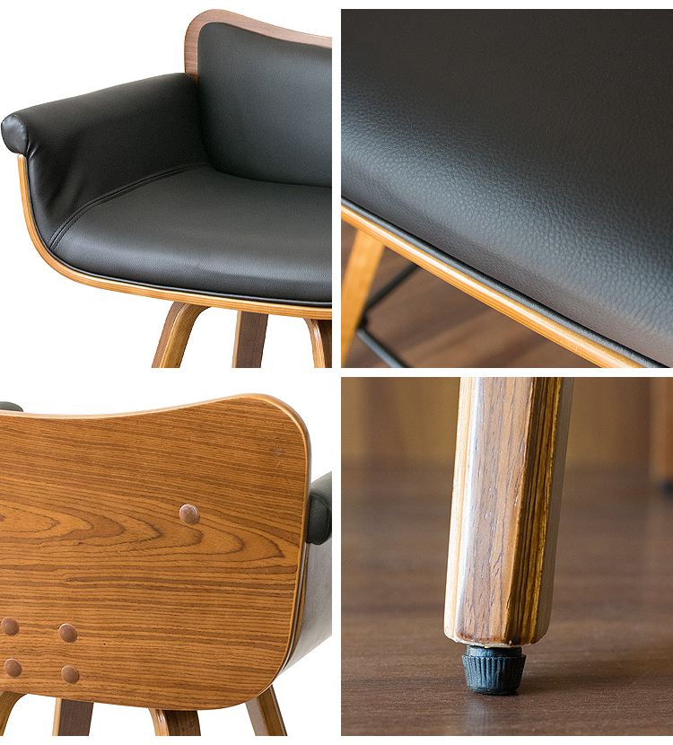 カウンターチェア バーチェア ハイスツール 木製 背もたれ付き 肘付き