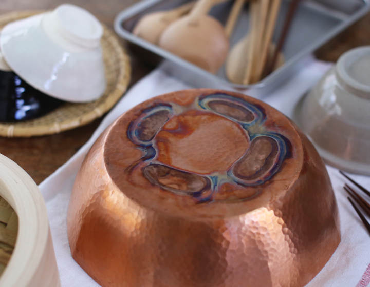 鎚起銅器 ガス用銅しゃぶ鍋 八角鎚目 24cm 銅製 しゃぶしゃぶ鍋