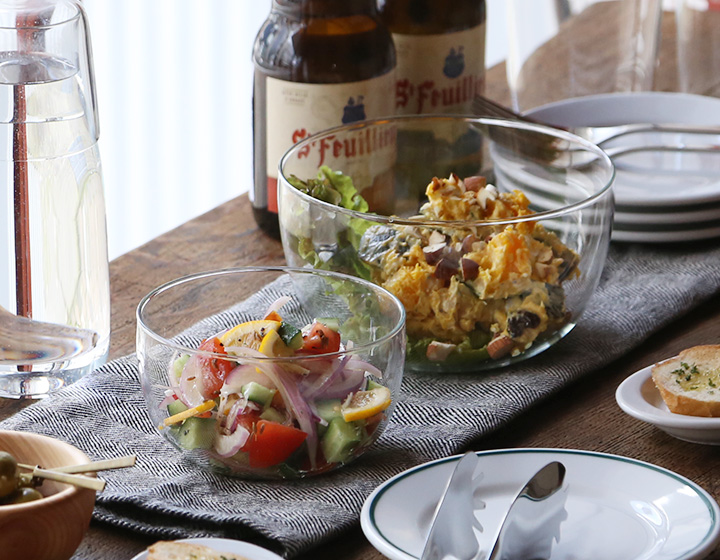 TG(ティージー) 耐熱サラダ＆フルーツボウル1100ml ガラスボウル 大鉢