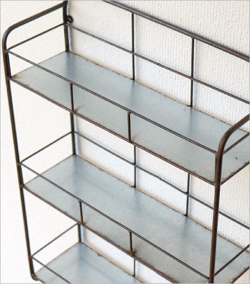 ウォールシェルフ 3段 アンティーク アイアン キッチン 収納棚