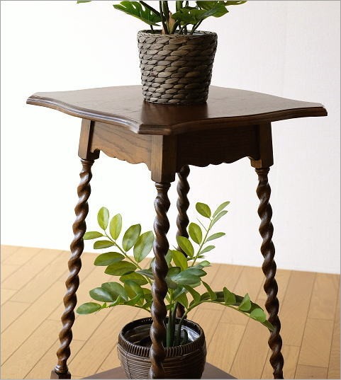 花台 木製 おしゃれ 室内 玄関 アンティーク フラワースタンド 花瓶台