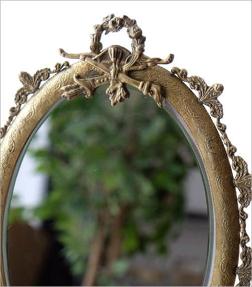 卓上ミラー 真鍮 アンティーク ゴールド 楕円 オーバル おしゃれ 化粧