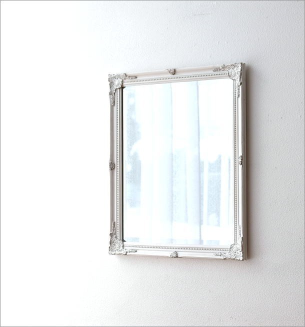 ウォールミラー ホワイト 白 壁掛けミラー 鏡 壁掛け アンティーク