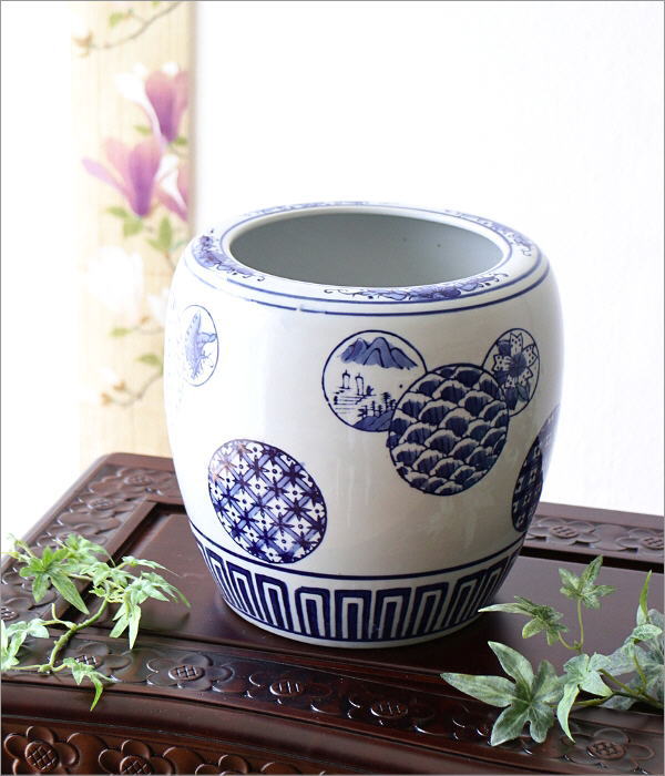 植木鉢 おしゃれ 陶器 火鉢 陶器鉢 メダカ鉢 金魚鉢 丸型 和風 観葉