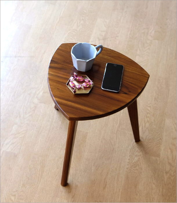 スツール テーブル 木製 天然木 無垢 おしゃれ 三角形 ウッド モダン