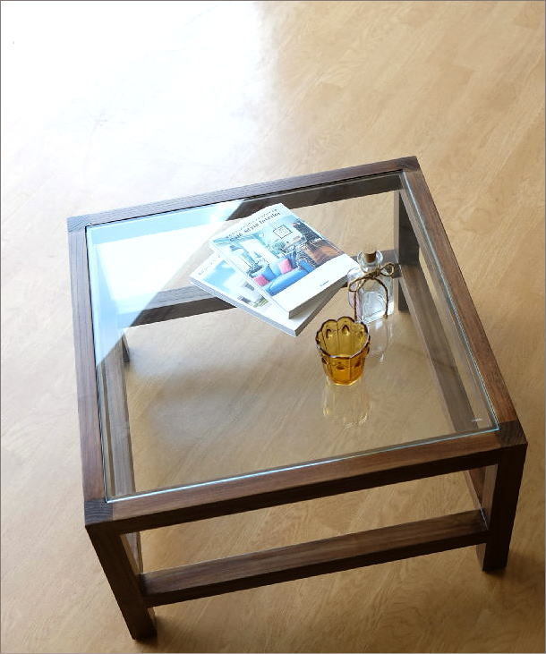 ローテーブル ガラステーブル おしゃれ 四角 正方形 木製 無垢