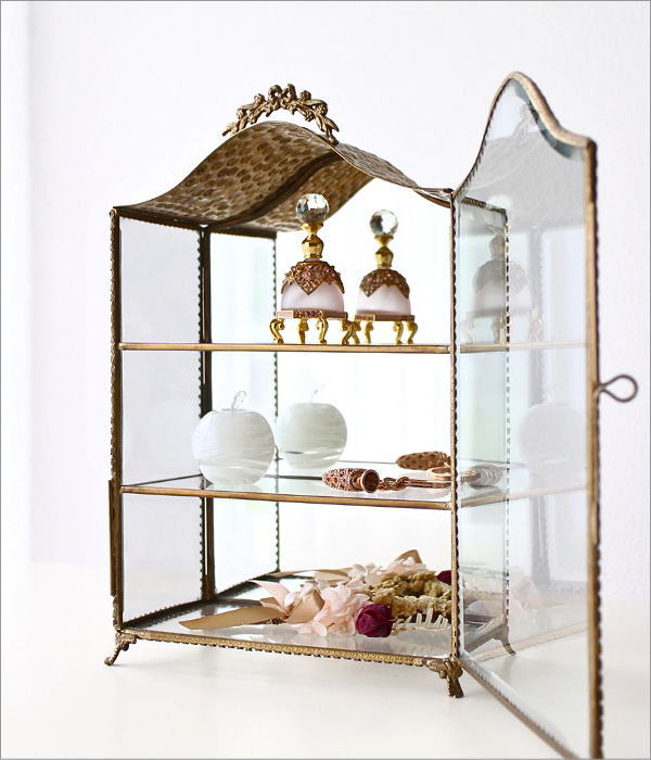 ガラスケース 真鍮 ショーケース 3段 アンティーク コレクションケース
