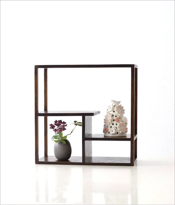 飾り棚 おしゃれ 和風 和室 床の間 角型 珍品棚 和家具 玄関 木製