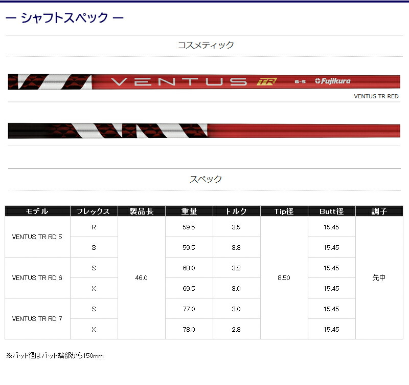 フジクラ ベンタス TR レッド VENTUS RED 日本仕様 タイトリスト