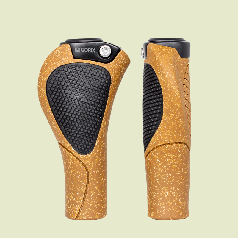 GORIX 【送料無料】自転車グリップ コルク素材 エルゴ形状 ロックオン