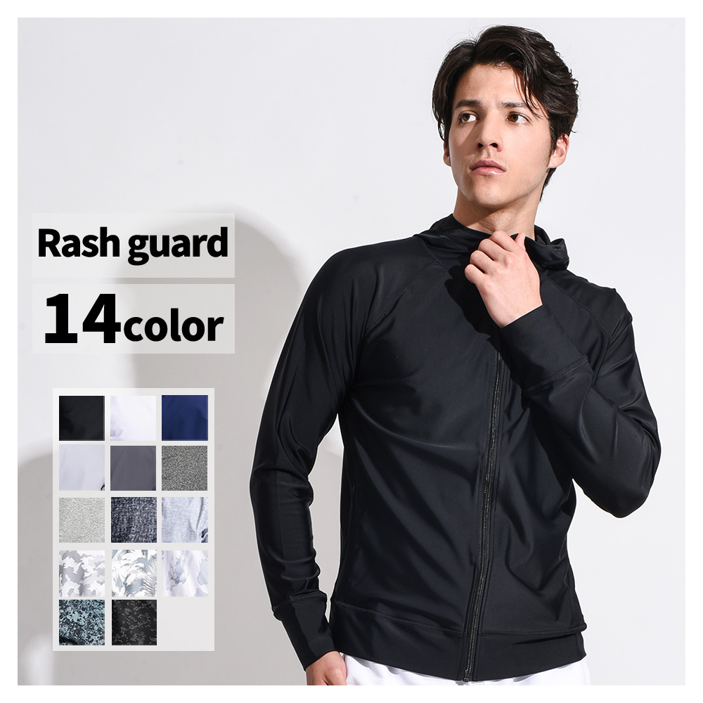 LEISURE SPORT ファスナー付 ポケット ラッシュガード メンズ 長袖