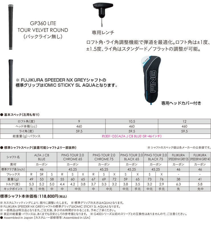 PING（ピン） 33660円引きクーポン対象 特注カスタムクラブ G440 K