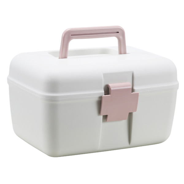 救急箱 薬箱 大容量 おしゃれ 2段 十字ロック付き 北欧 シンプル