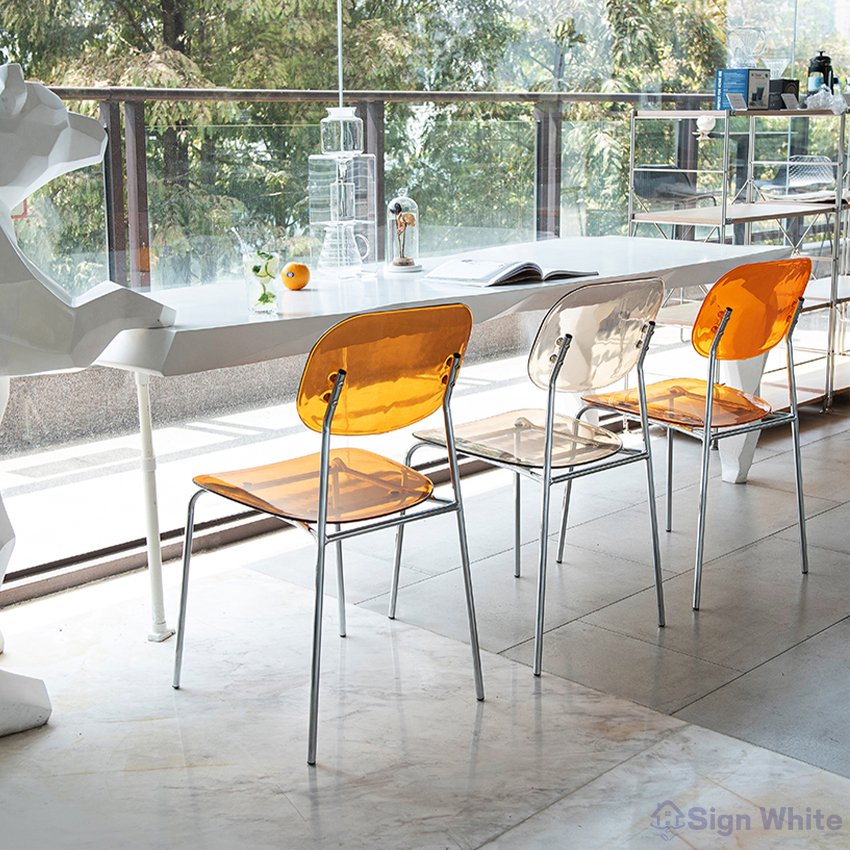 ダイニングチェア クリアチェア 透明 背もたれ おしゃれ スツール