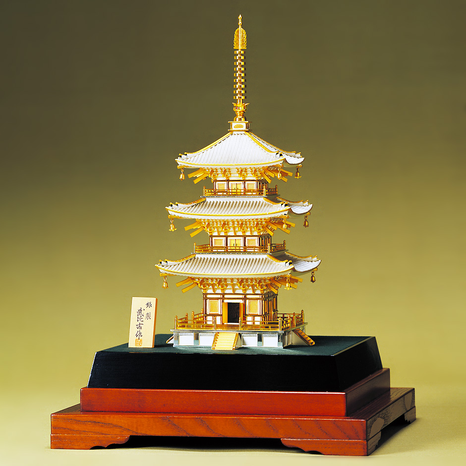 三重塔 高さ31cm｜銀製置物/ガラスケース : HIKARI GALLERYヤフー店