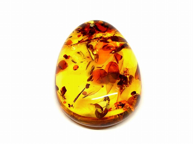 天然石 パワーストーン 65958 花アンバー 琥珀 41mm×31mm 5A 1個売り