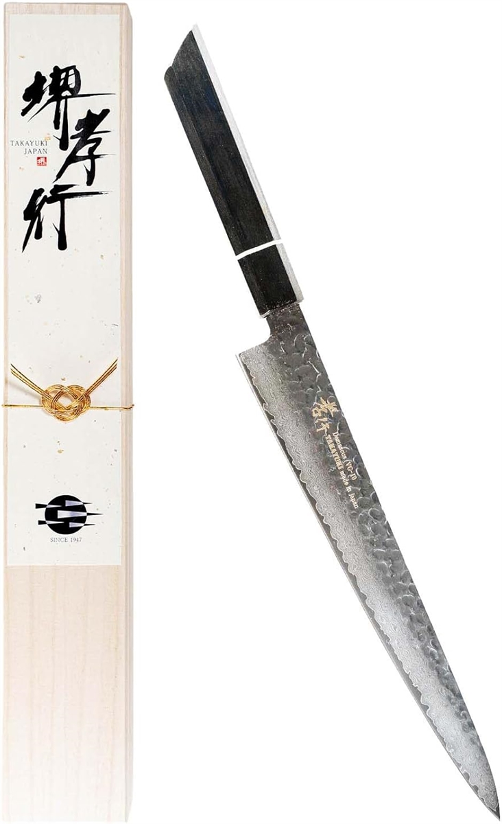 青木刃物製作所 堺孝行 33層槌目ダマスカス 筋引 240mm 07397 (包丁