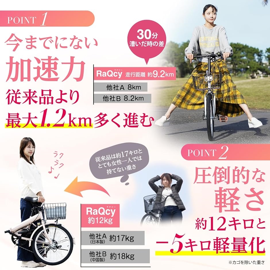 折りたたみ自転車 軽量 RaQcy ラクシー 20インチ コンパクト 6段変速