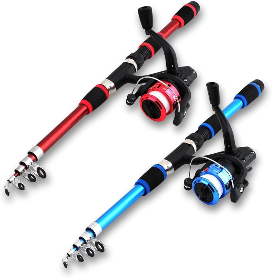 釣りセット 初心者 釣り道具 伸縮式釣竿2本＋スピニングリール2個