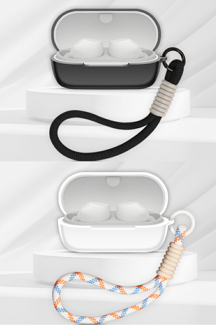 WF-C710N ケース シリコン シンプル 紐 ストラップ付き 保護カバー