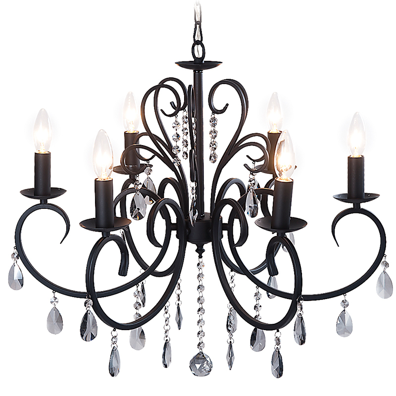シャンデリア 照明 おしゃれ アンティーク LED 電球付き 黒 アイアン