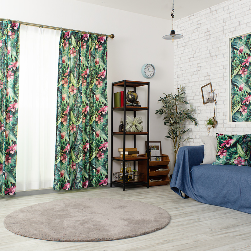 友安製作所 カーテン おしゃれ ベロア 花柄 サイズオーダー 幅141