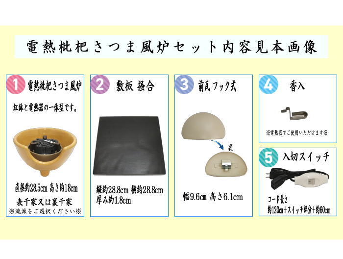 茶道具 土風炉 紅鉢 電熱風炉 電熱式 枇杷色さつま風炉 紅鉢型 炭型