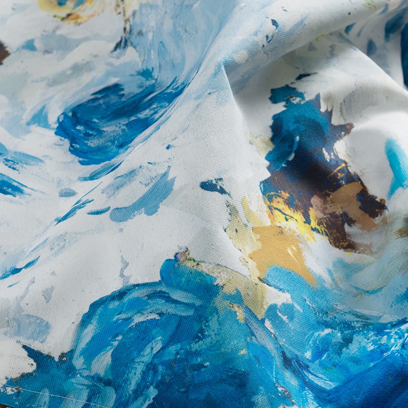 友安製作所 カーテン 花柄 華やか おしゃれ ホワイト ブルー オーダー