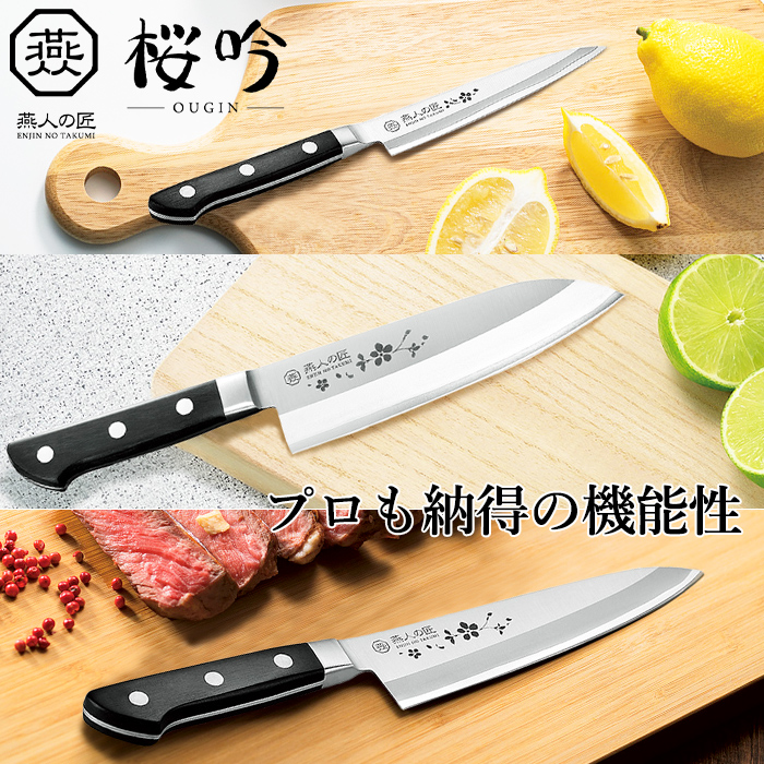 燕人の匠［桜吟］ 包丁 ステンレス 3点セット 三徳包丁 16cm 牛刀包丁