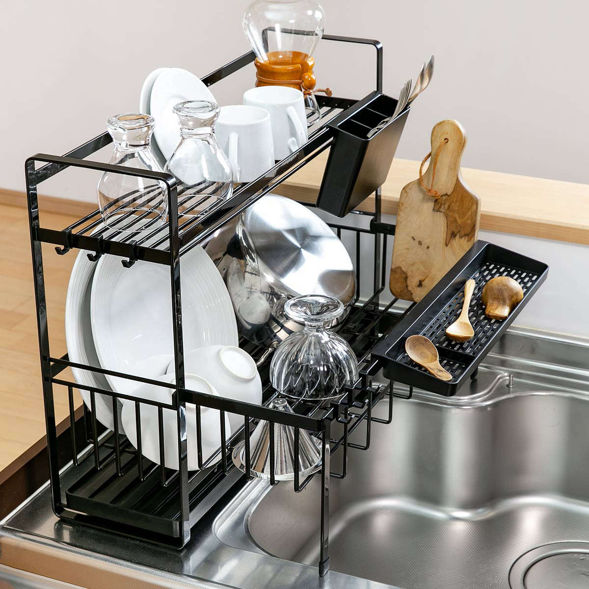 tower 山崎実業 水切りラック スペース広がる 伸縮 2段 タワー