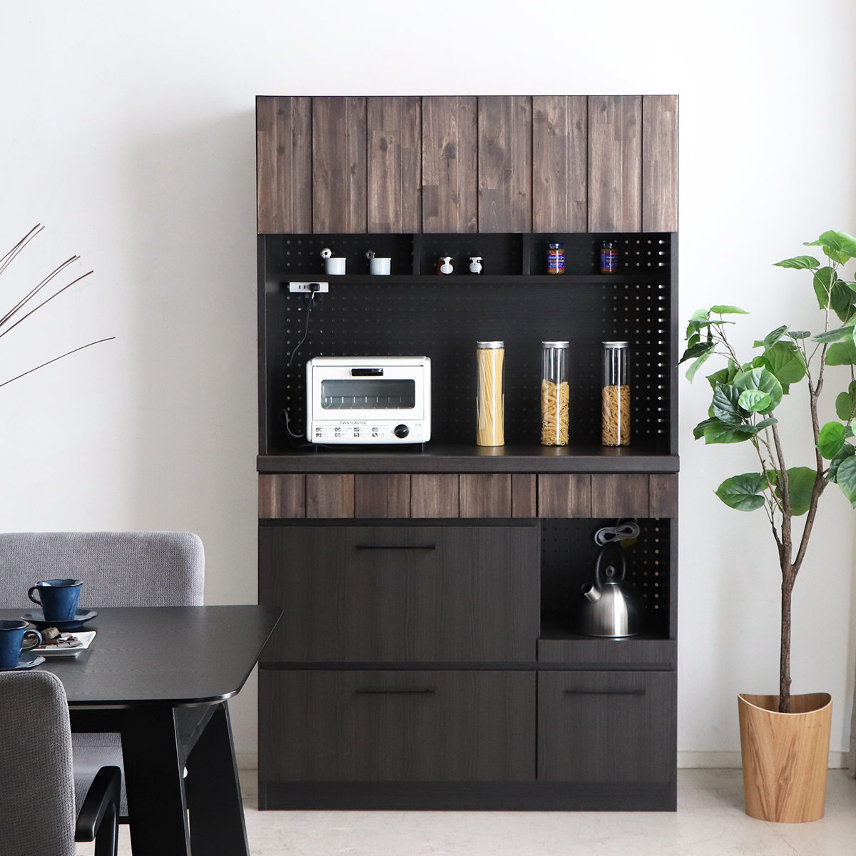 東馬（Tohma） キッチンボード 食器棚 板扉上台 引出し下台タイプ RESE