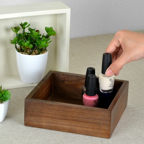 ちどり産業 小物収納 チェリーウッド デスクトップ S 18×18cm （ 収納