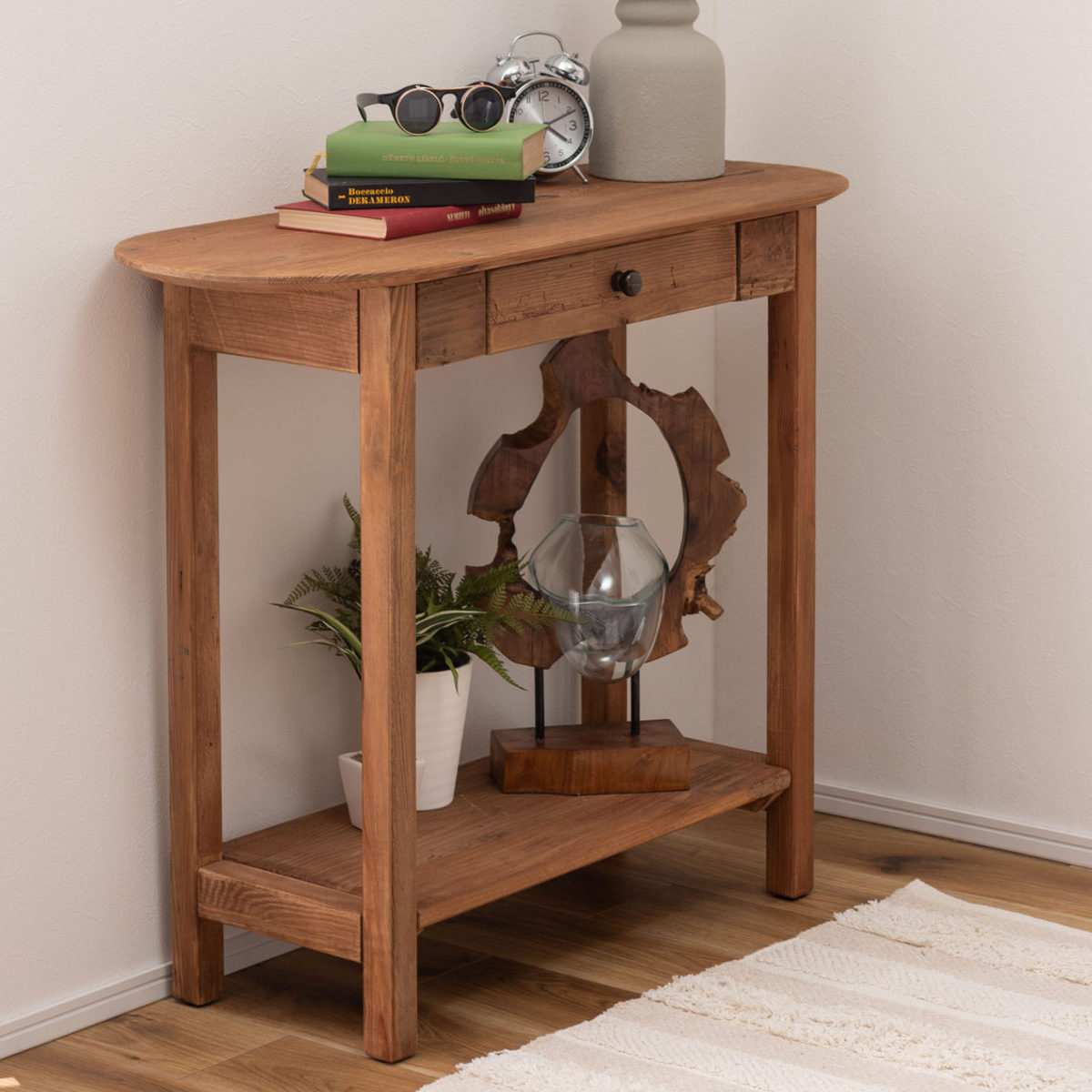 東谷 コンソール 幅95cm 引出し付 パイン古材 ヴィンテージ （ スリム