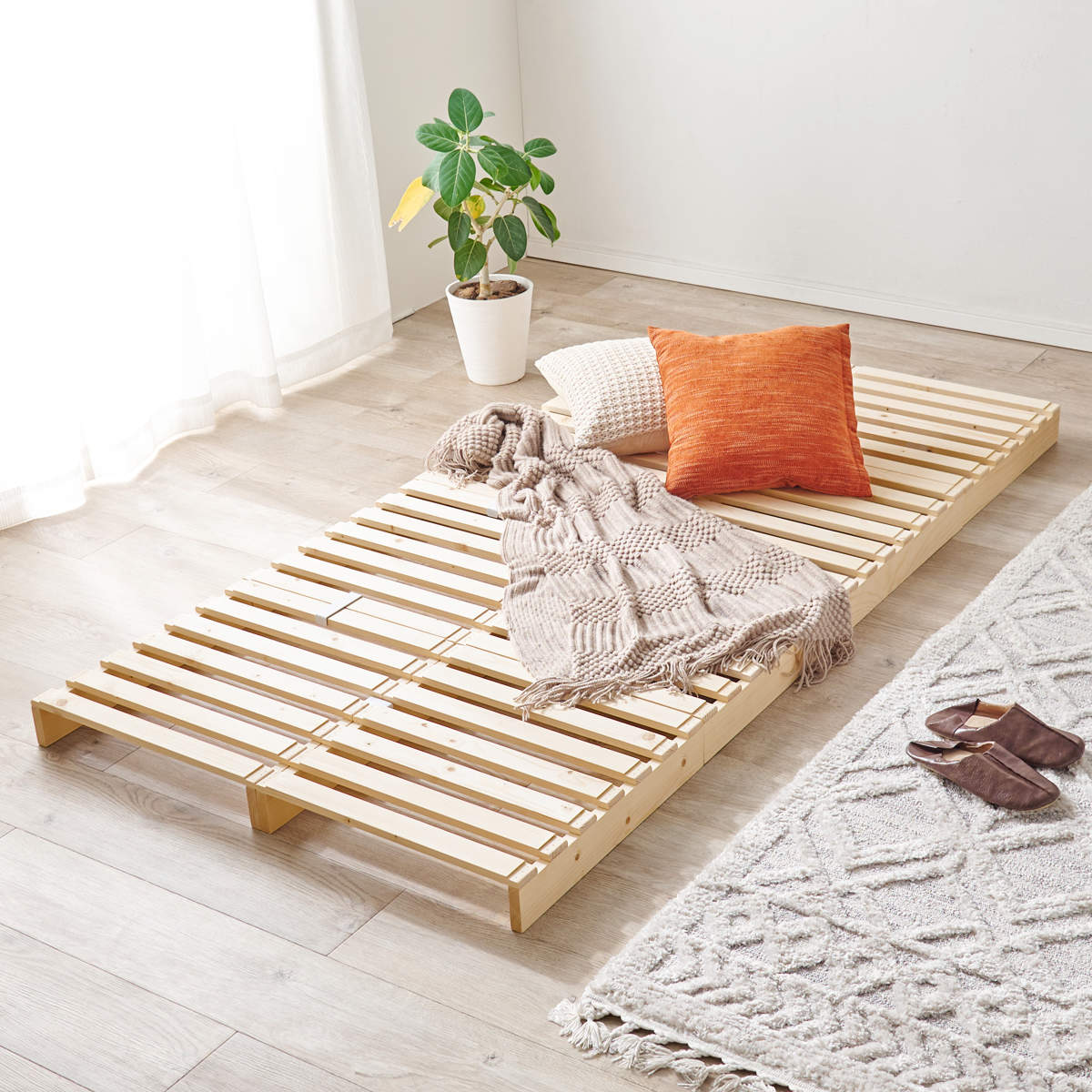 HAGiHARA（萩原） パレットベッド シングル 8枚セット すのこ 天然木