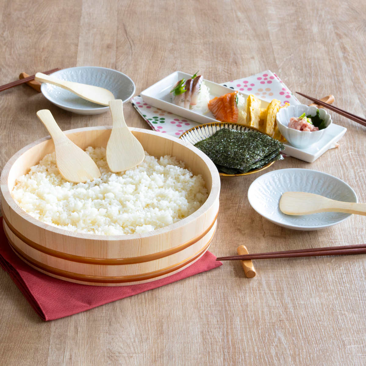 パール金属 寿司桶 30cm おウチで楽しい 手巻き寿司桶 5点セット
