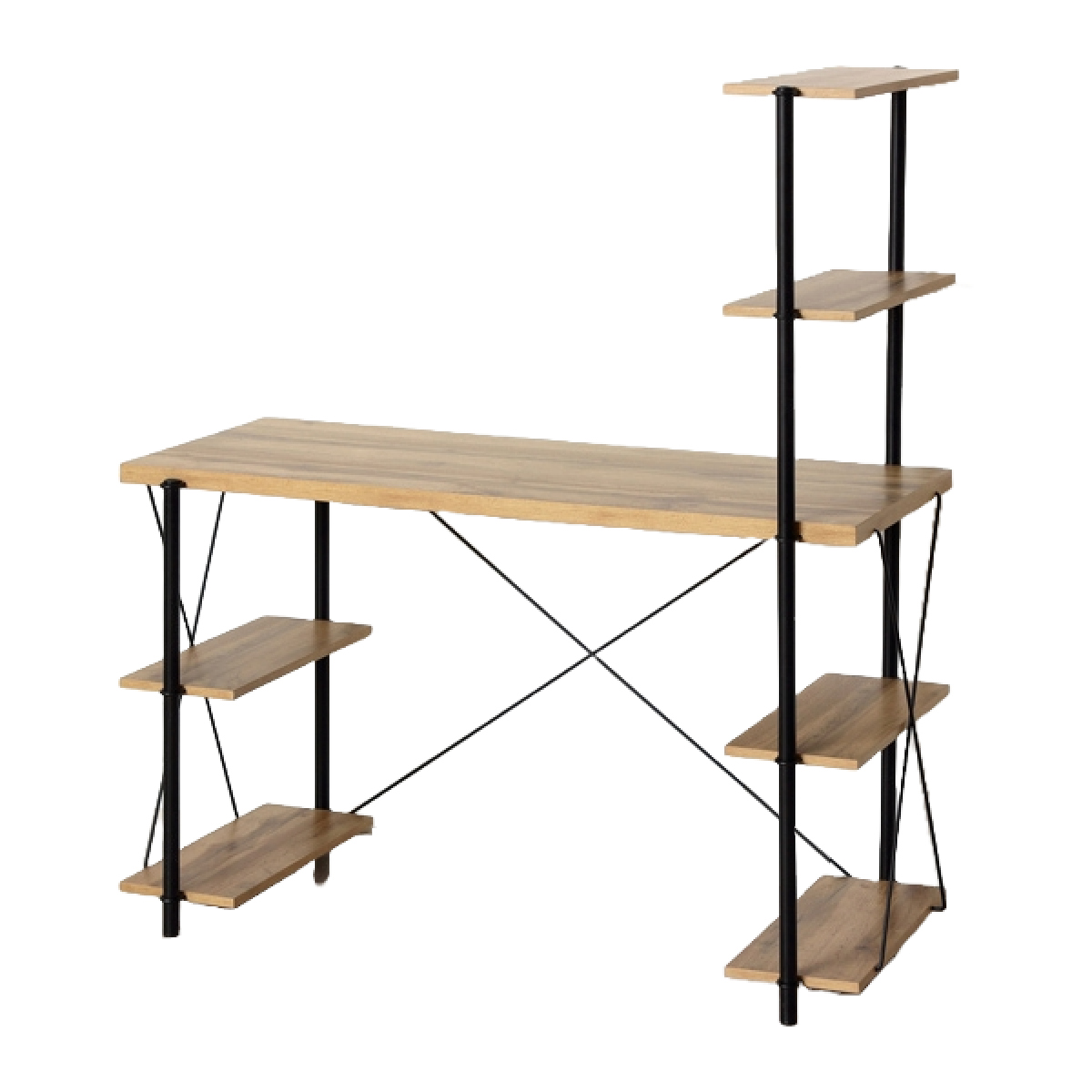 クロシオ パソコンデスク 幅120cm ラック付き らくらく組立 （ デスク