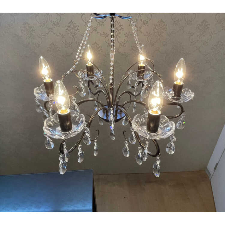 シャンデリア LED対応 おしゃれ 6灯 8畳 6畳 ブラック 黒 ゴージャス