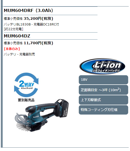 マキタ（makita） 18V 充電式芝生バリカン MUM604DZ 本体のみ(バッテリ